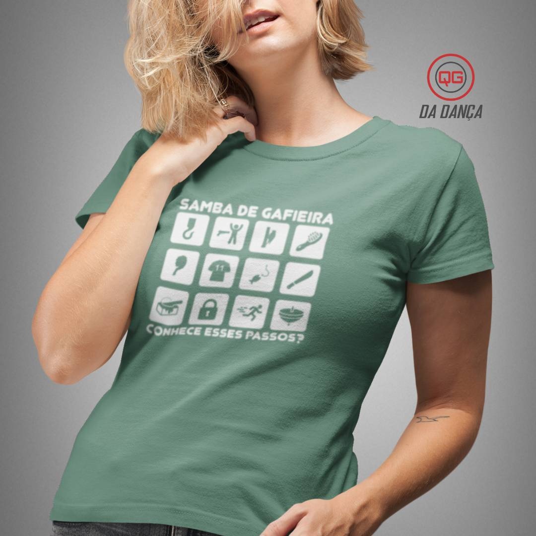Camiseta de Dança Feminina - Passos de Samba (estonada)