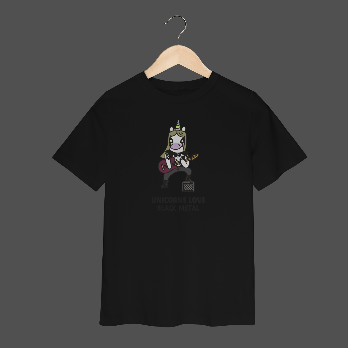 Nome do produto: Camiseta Infantil (2 a 8) | Unicorns Love Black Metal