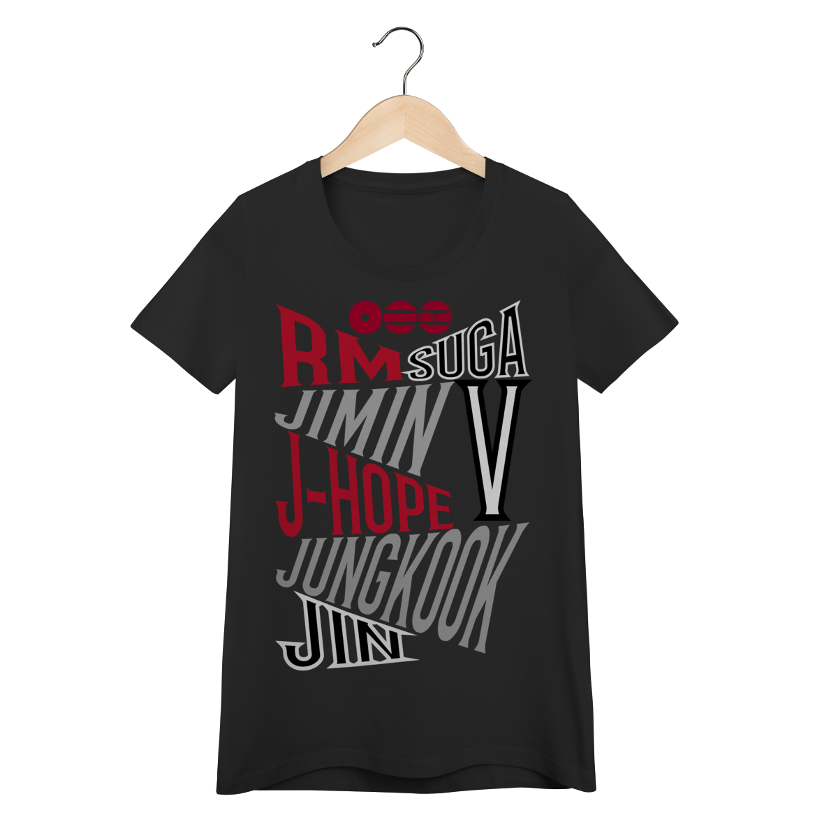 Baby Look Feminina BTS Nomes Logo