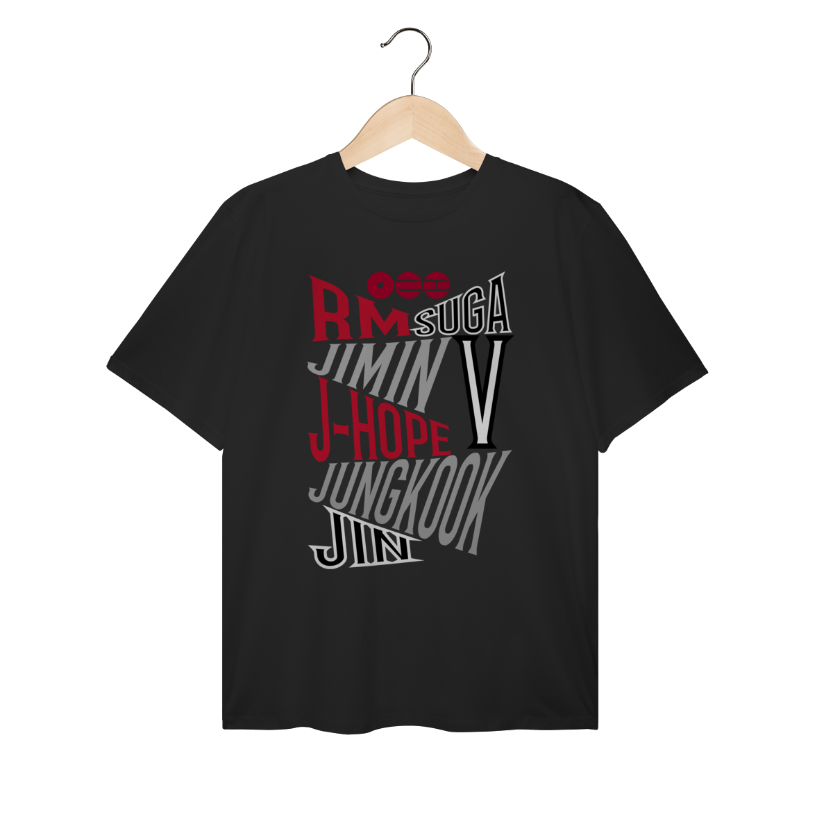 Camiseta Plus Size BTS Nomes Logo