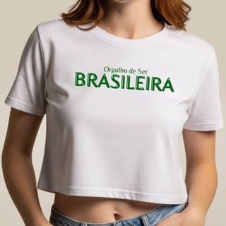 Cropped Orgulho de Ser Brasileira Branco e Verde