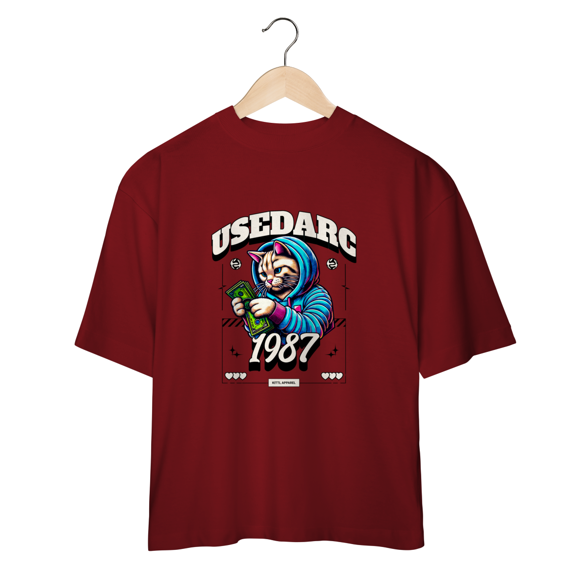 Camiseta UseDarc – Gato Contando Dinheiro 1987 Street Style