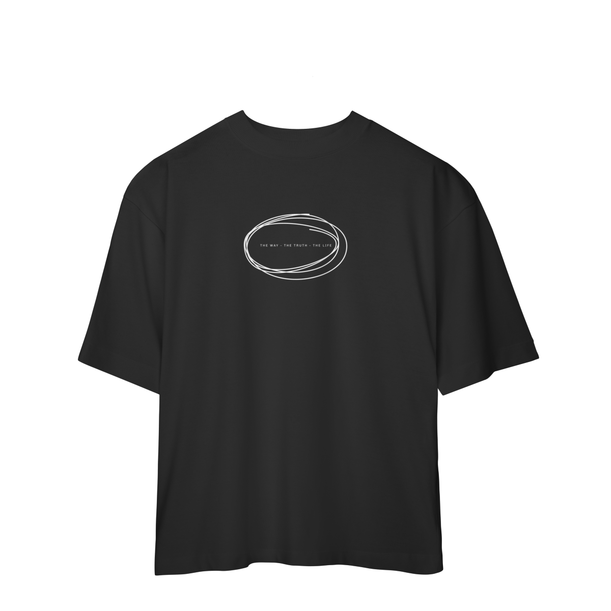 Nome do produto: Camiseta Oversized – O Caminho, a Verdade e a Vida 