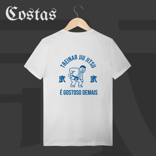Camiseta T-shirt - Treinar jiujitsu é gostoso demais | Arte nas costas
