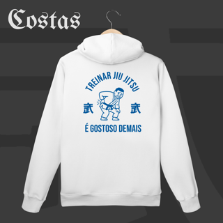 Moletom Canguru - Treinar jiujitsu é gostoso demais | Arte nas costas