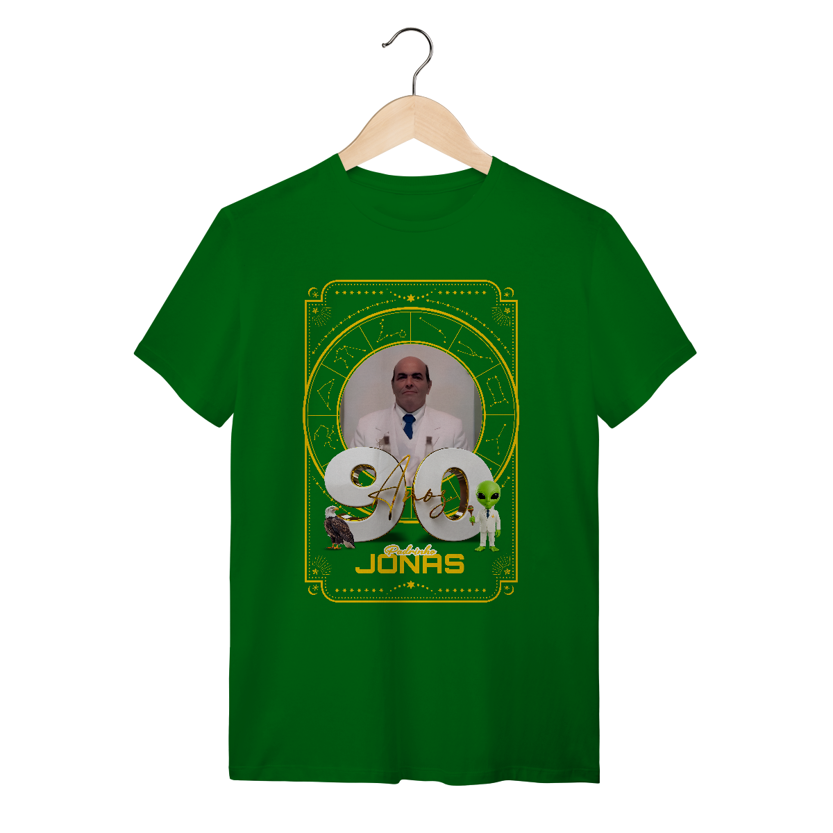Nome do produto: Camiseta Verde Quality 90 Anos Padrinho Jonas