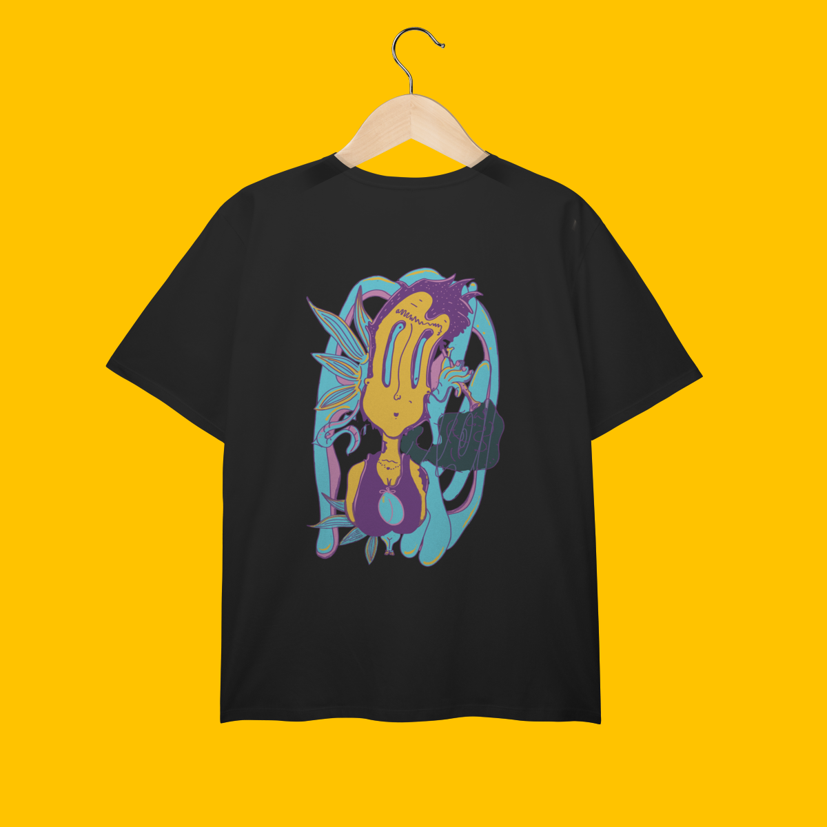 T Shirt Plus Size - Frida Frita - Amarelo