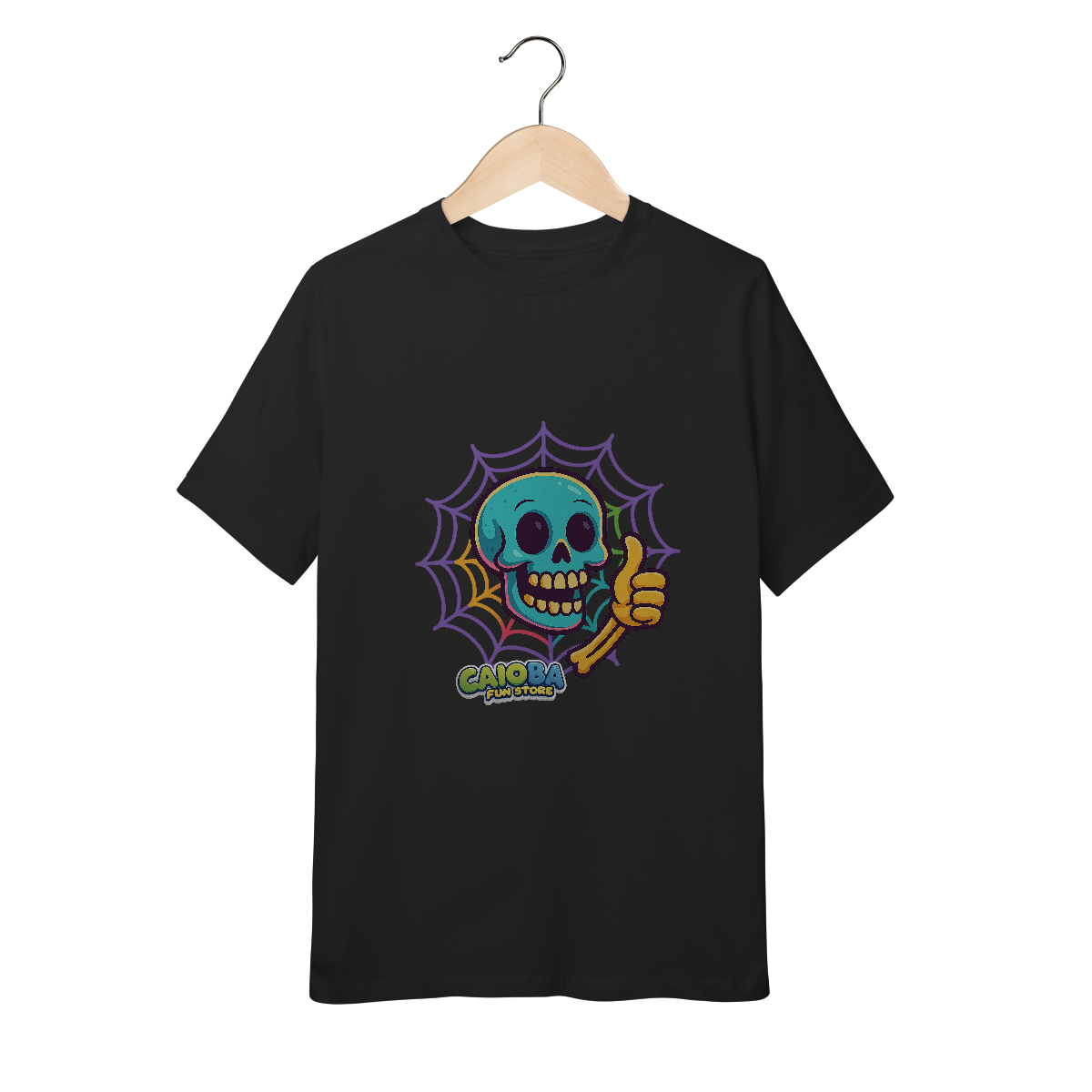 Camiseta Juvenil Caveira Colorida Divertida