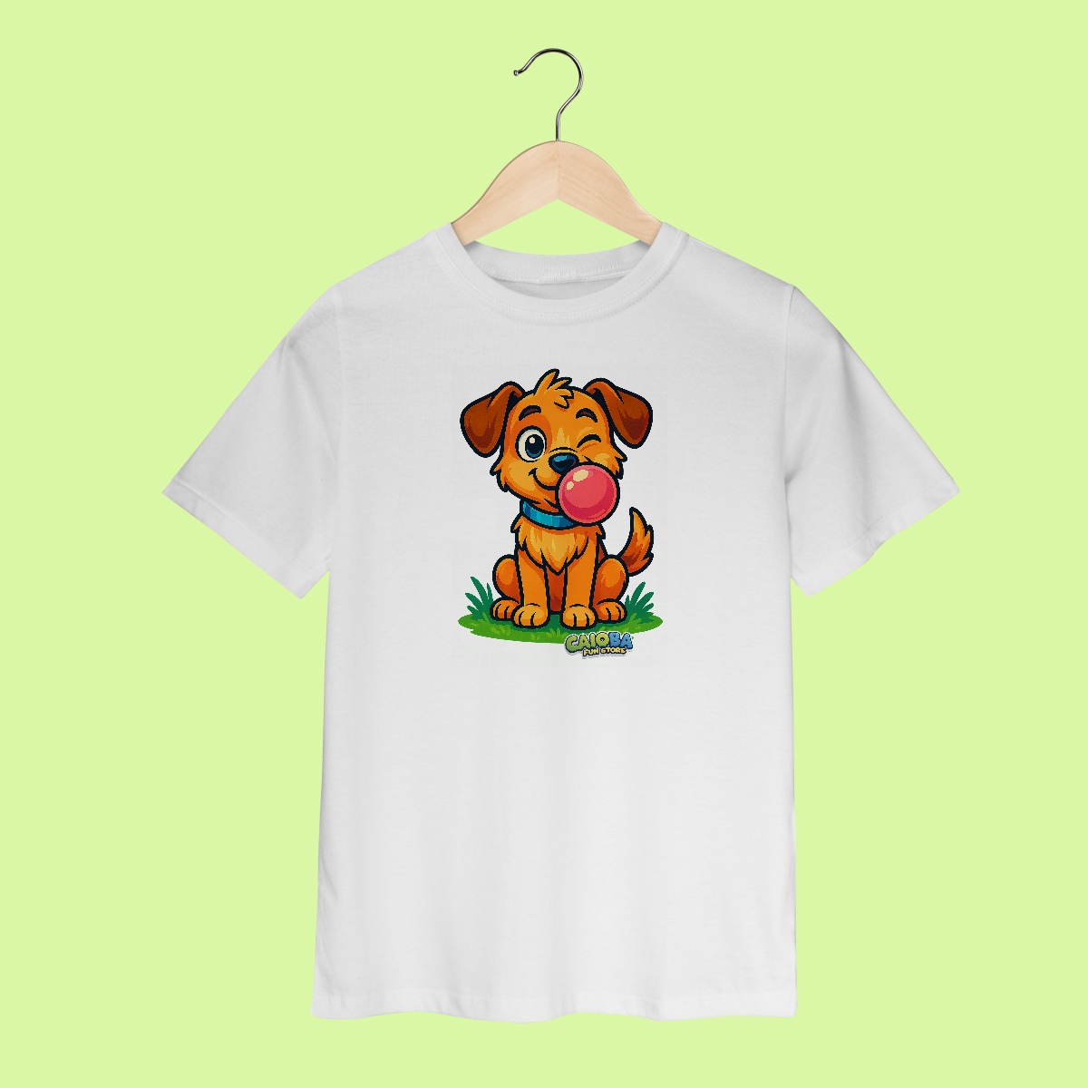 Camiseta Infantil (2 a 8 anos) Cachorro – 100% Algodão | Coleção Reino Animal do Caioba