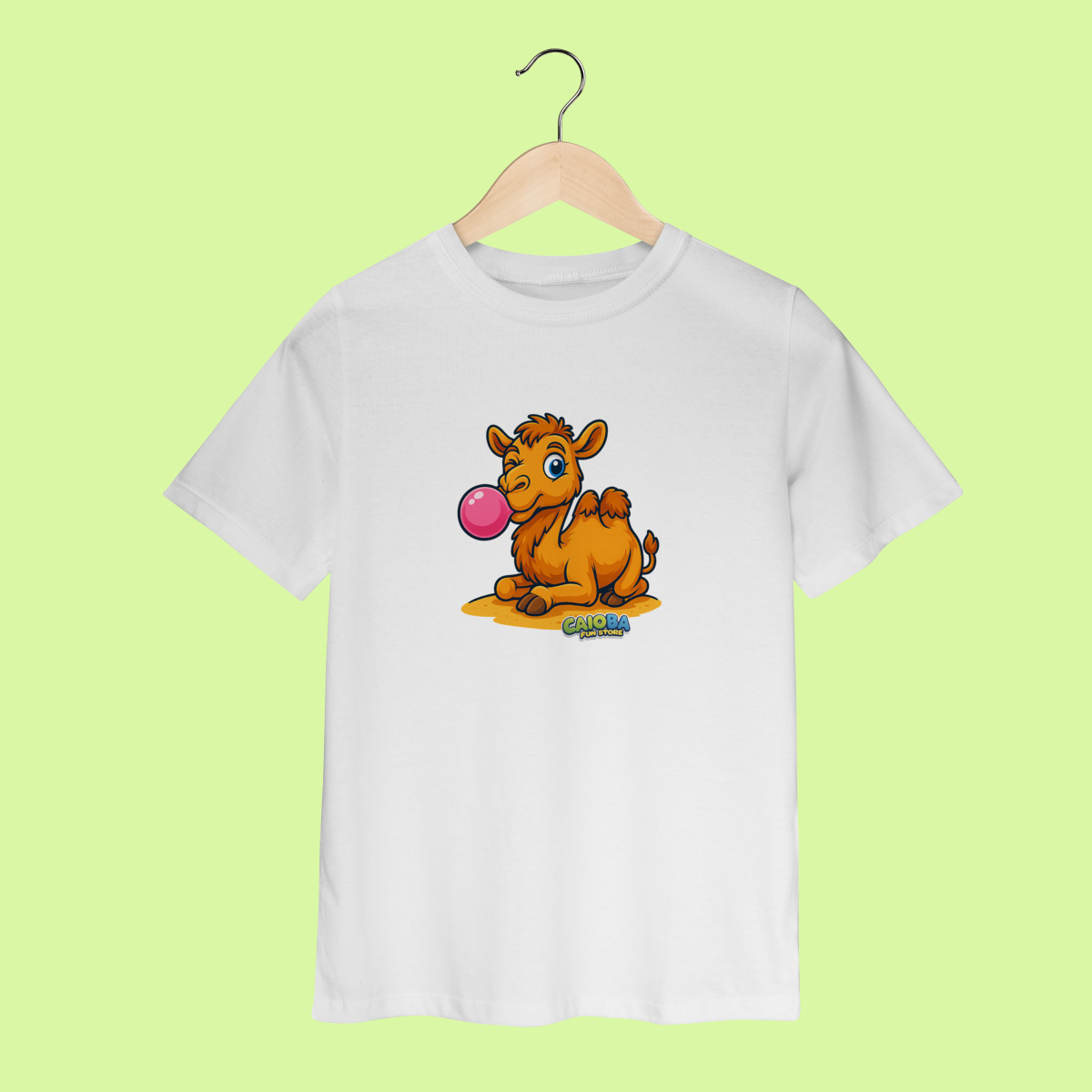 Camiseta Infantil (2 a 8 anos) Camelo – 100% Algodão | Coleção Reino Animal do Caioba