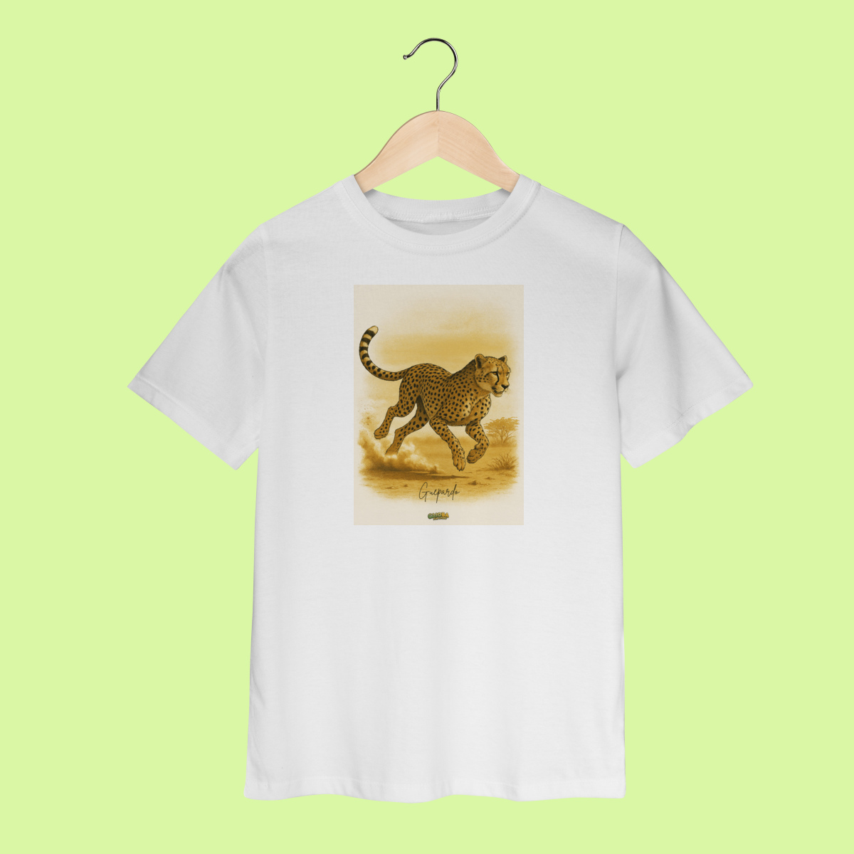 Camiseta Infantil (2 a 8 anos) Guepardo – 100% Algodão | Coleção Fauna
