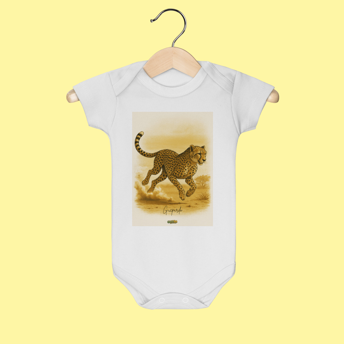 Body Infantil Guepardo – 100% Algodão | Coleção Fauna