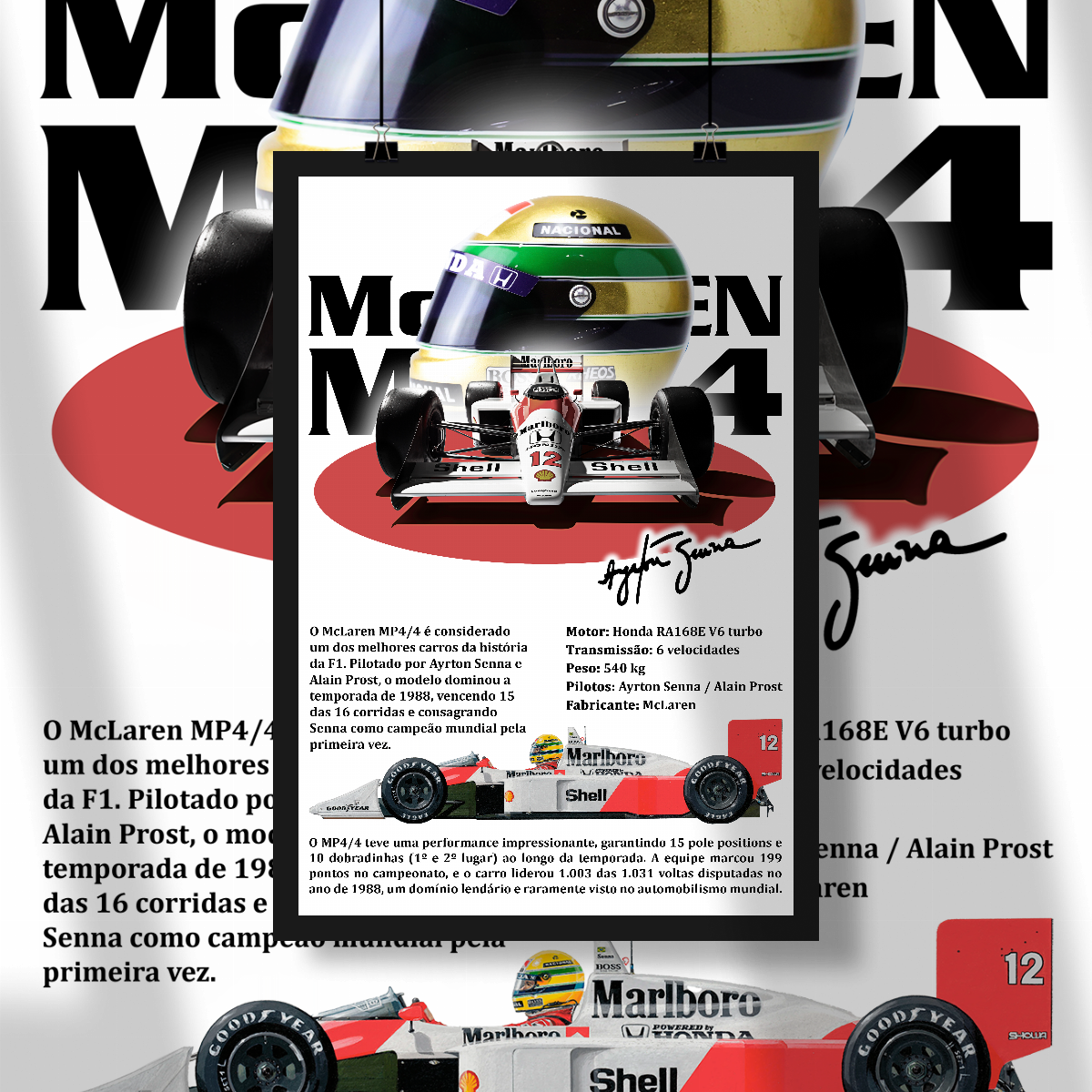 Poster Retrato - MP4/4 Ayrton Senna - STT012