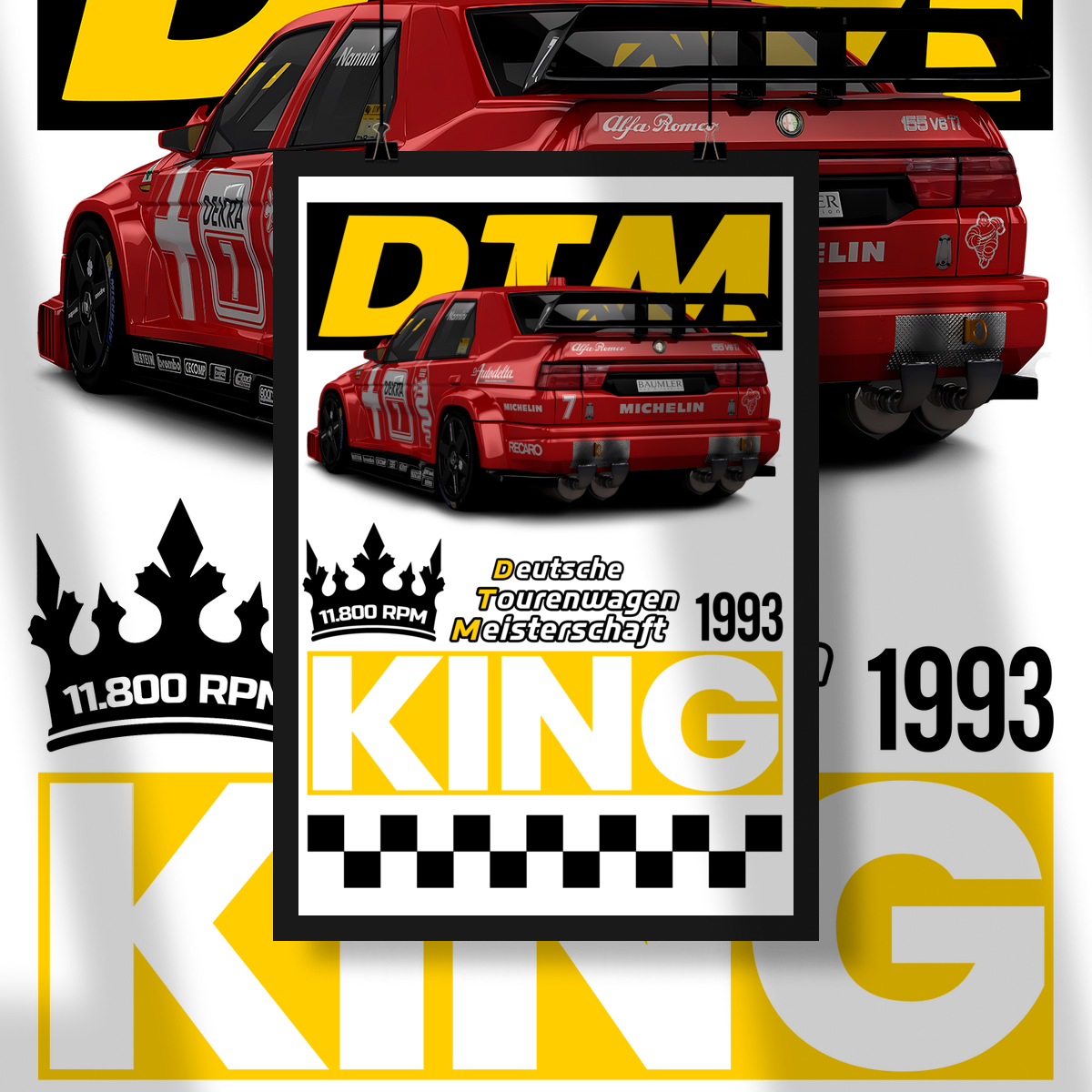 Poster Retrato - Alfa Romeo 155 V6 TI DTM - STT022