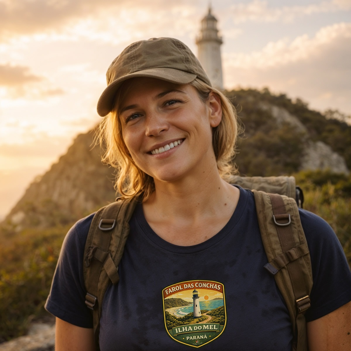 Camiseta Feminina Ilha do Mel | Farol das Conchas - Paraná