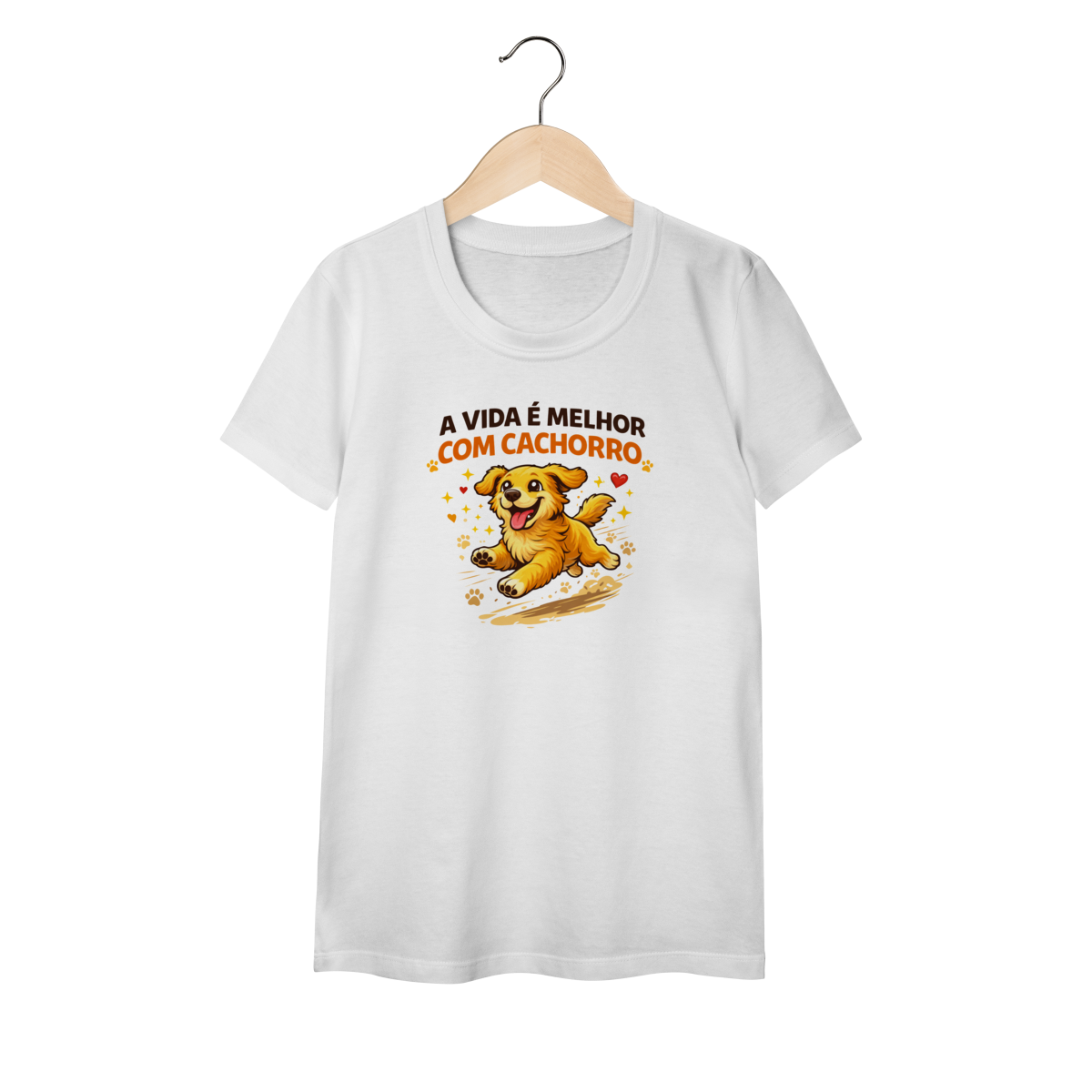 Nome do produto: Camiseta Pet - A vida é melhor com cachorro