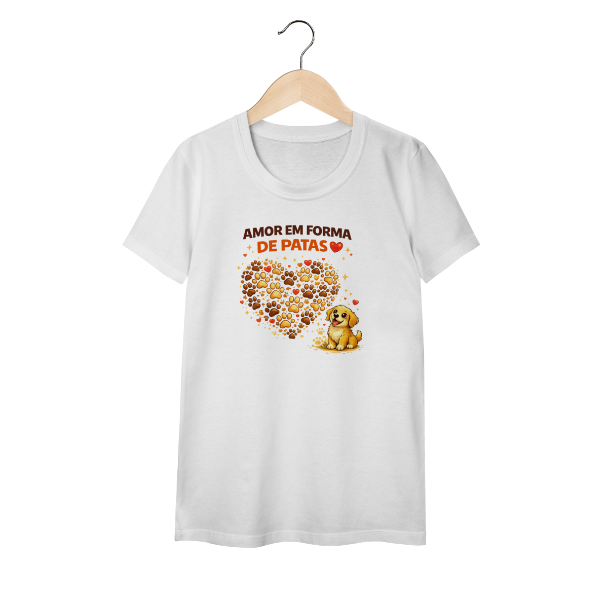 Nome do produto: Camiseta Pet - Amor em forma de patas