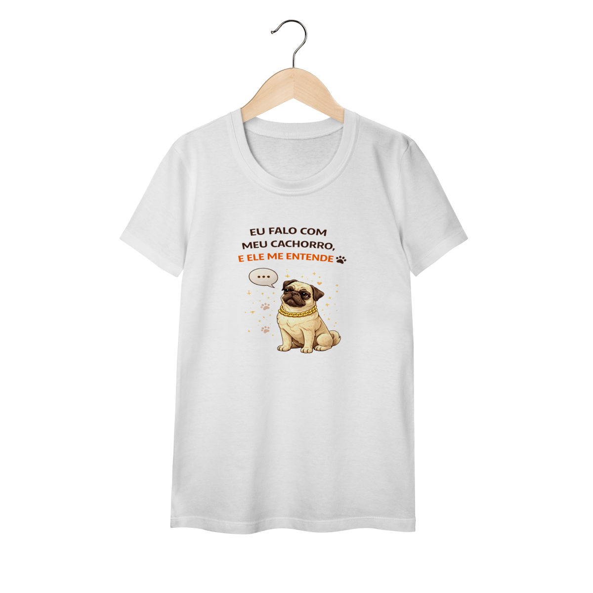 Nome do produto: Camiseta Pet - Eu falo com meu cachorro e ele me entende