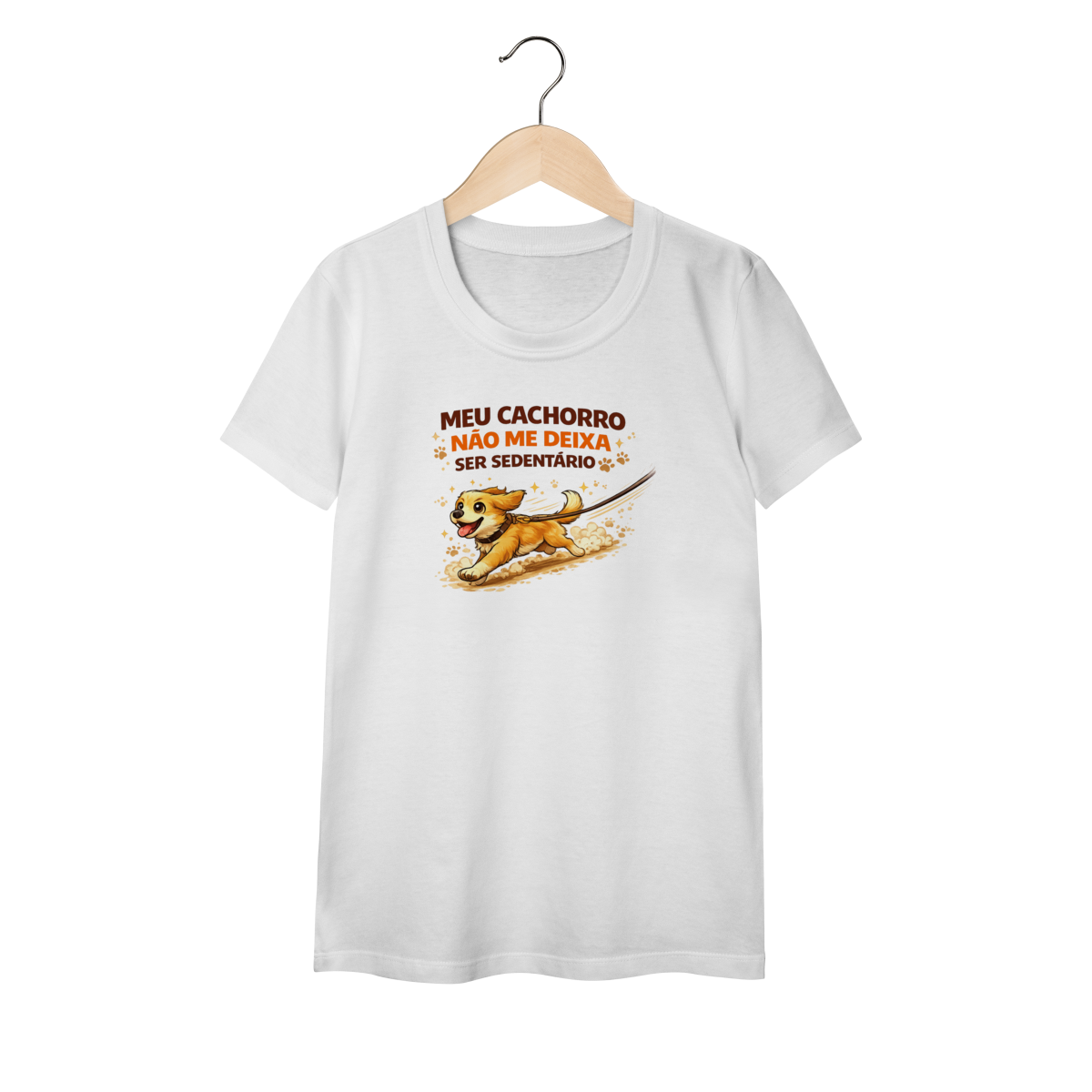 Nome do produto: Camiseta Pet - Meu cachorro não me deixa ser sedentário