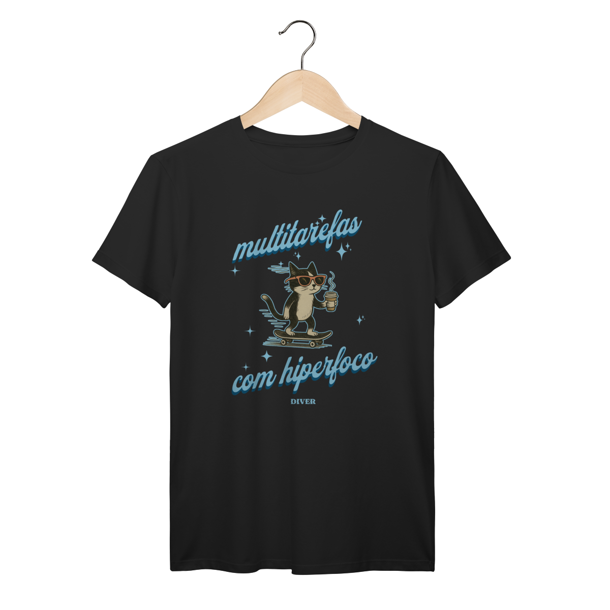 Tshirt Multitarefas Gato