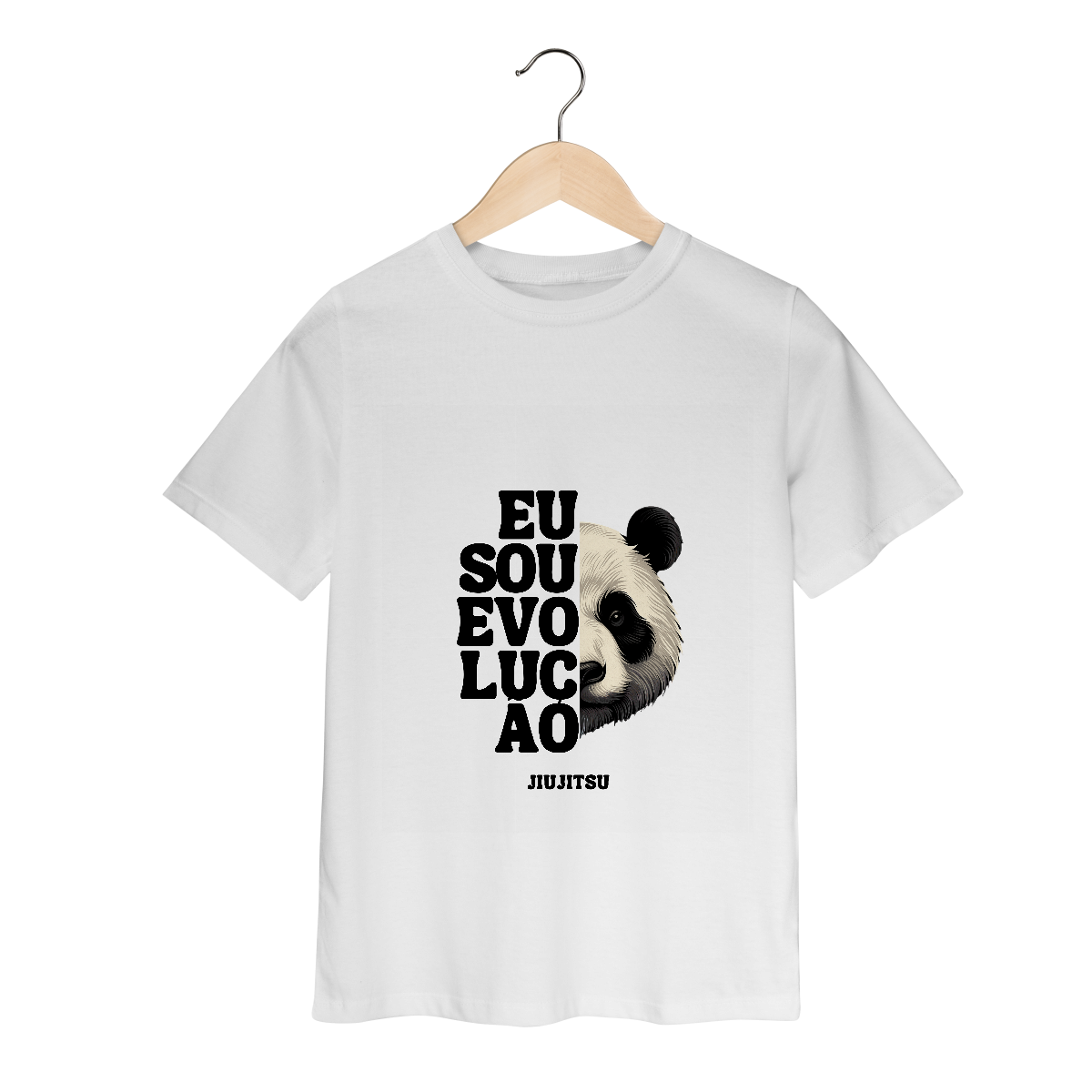 Nome do produto: Camisas T-Shirt Classic  Infantil Branca Panda Bjj Co.