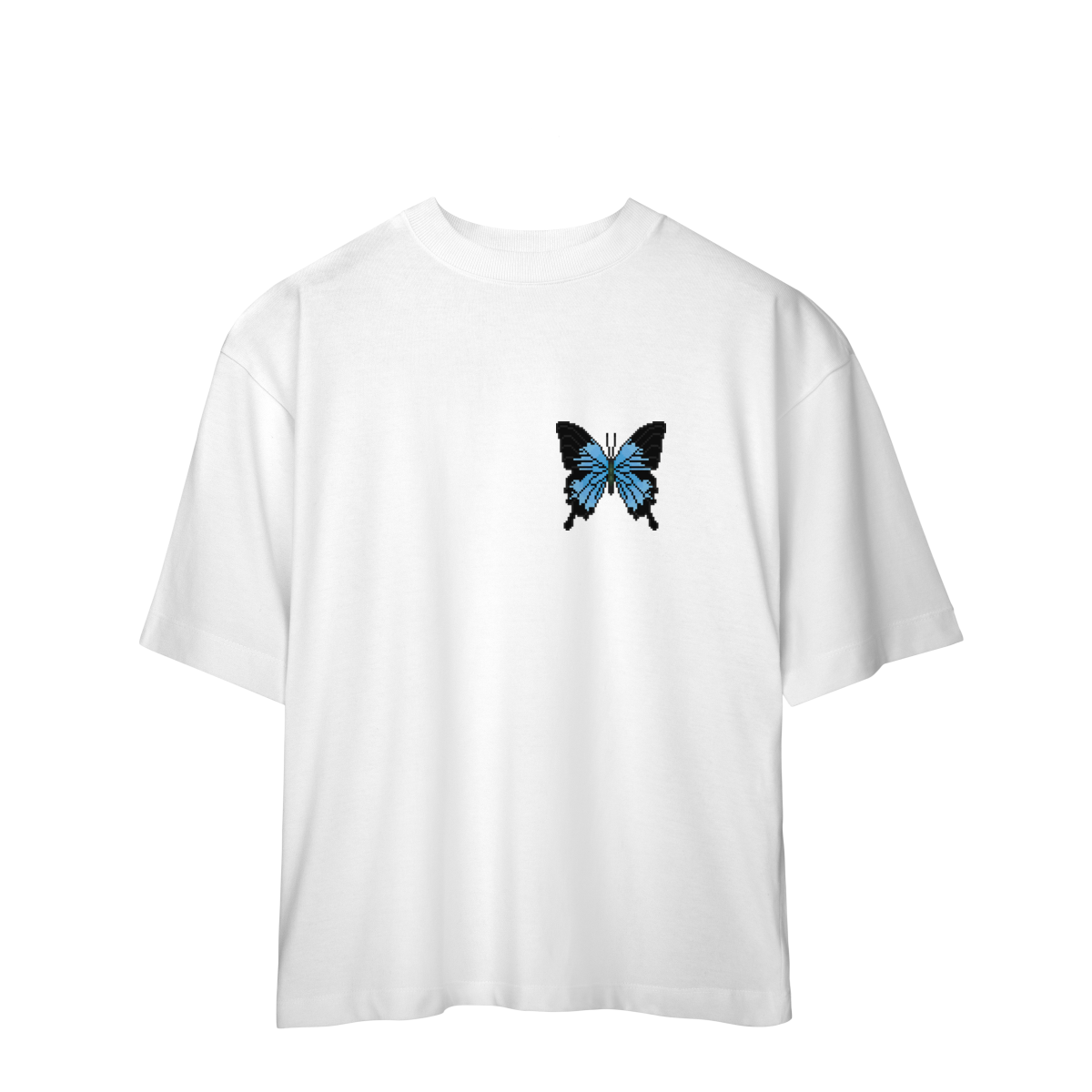 Camiseta Oversized Frente e Costas - Borboleta e Noite Estrelada