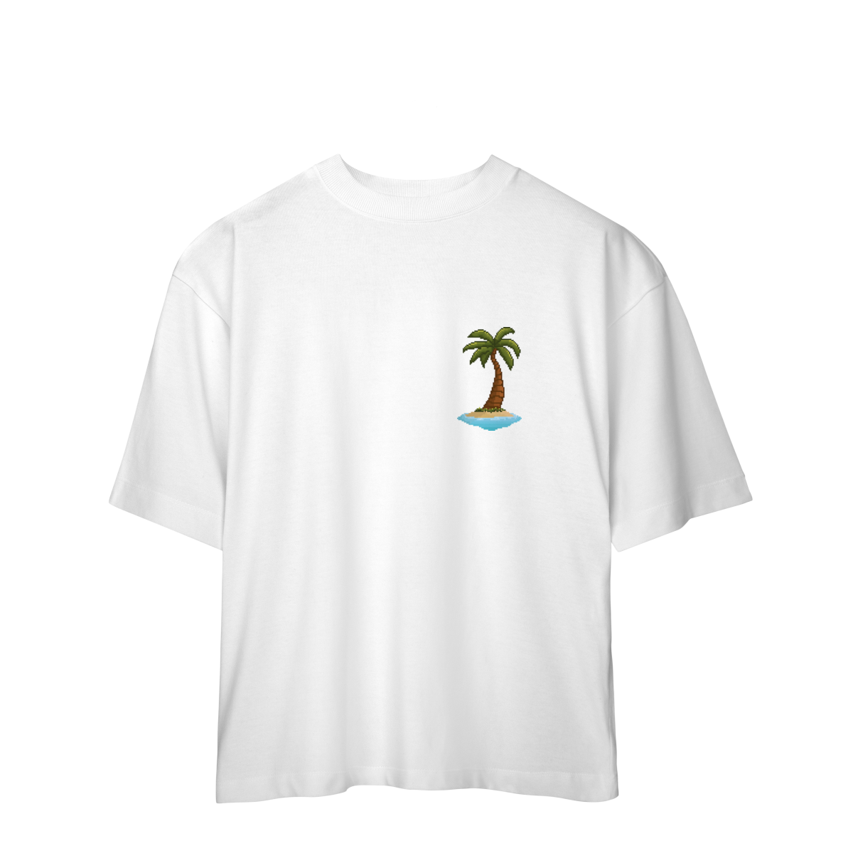 Camiseta Oversized Frente e Costas - Coqueiro e Praia