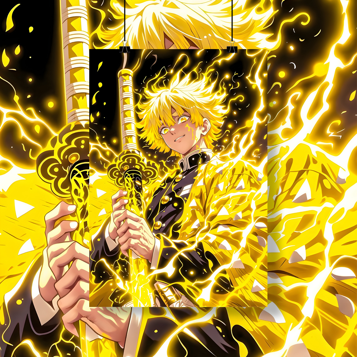 Poster Retrato Demon slayer Zenitsu Agatsuma trovão