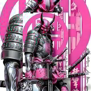 Poster Retrato Samurai Rosa