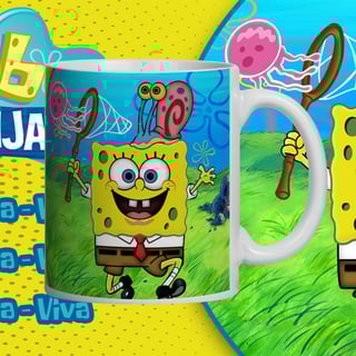 Caneca Bob Esponja Caçando Águas Vivas