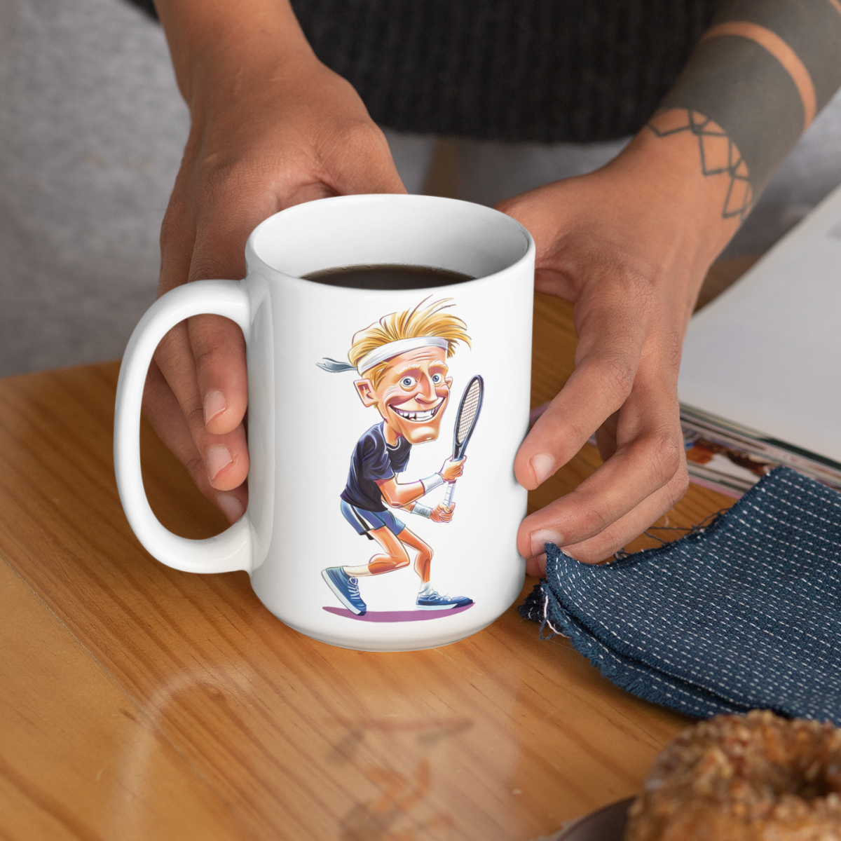 Caneca Tenista Caricatura | Presente Divertido para Amantes do Tênis