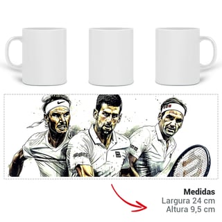 Caneca Café da Manhã dos Campeões – Nadal, Djokovic e Federer 