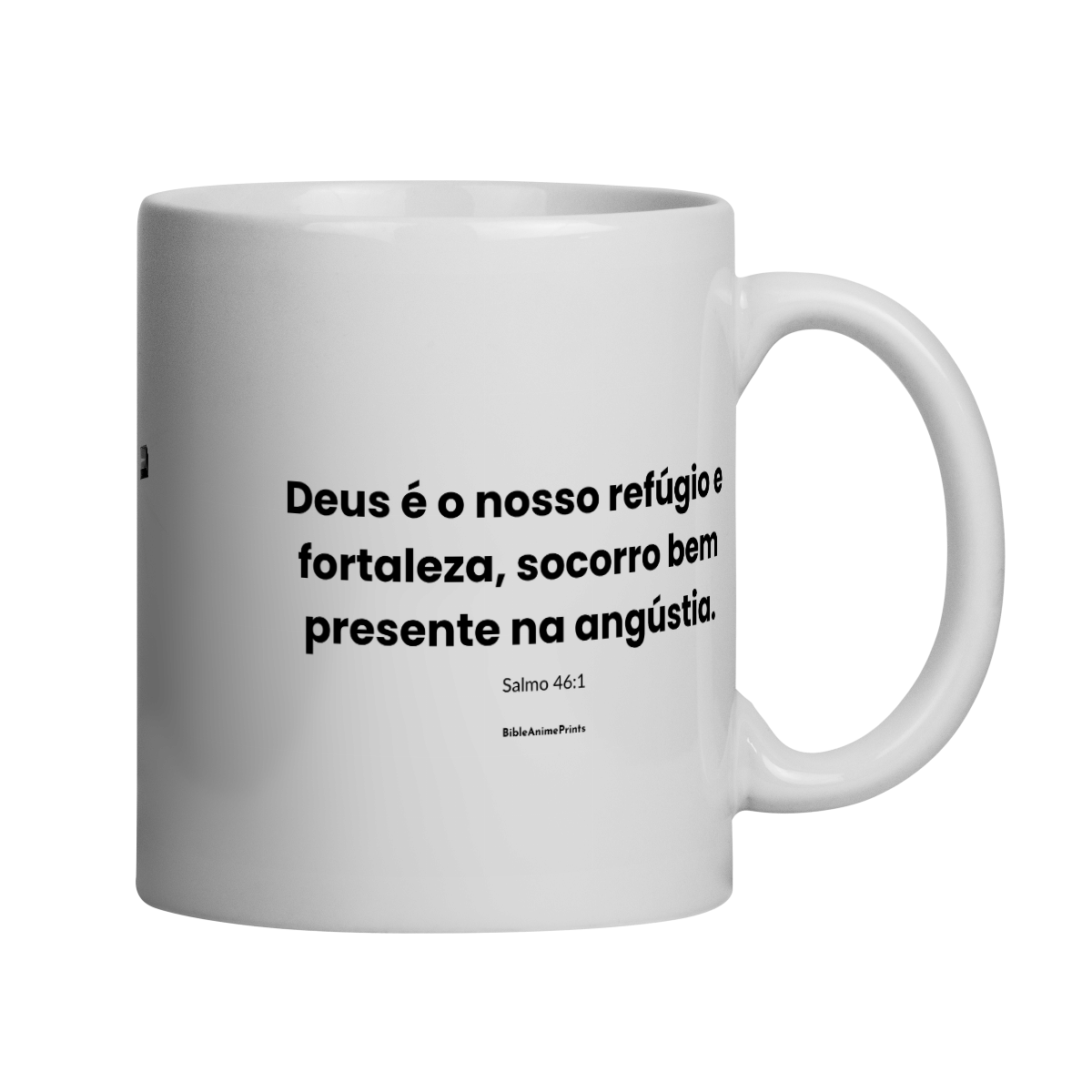 Nome do produto: Caneca Salmo 46:1 - Deus é o nosso refúgio e fortaleza, socorro bem presente na angústia.