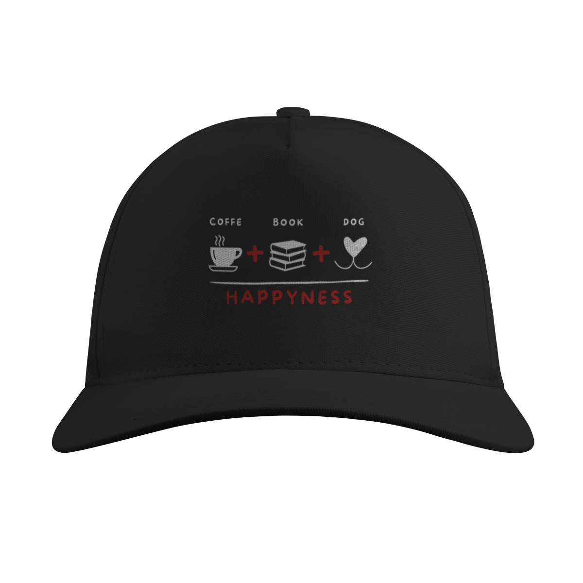 Boné Quality - Coffee + Book + Dog = Happyness