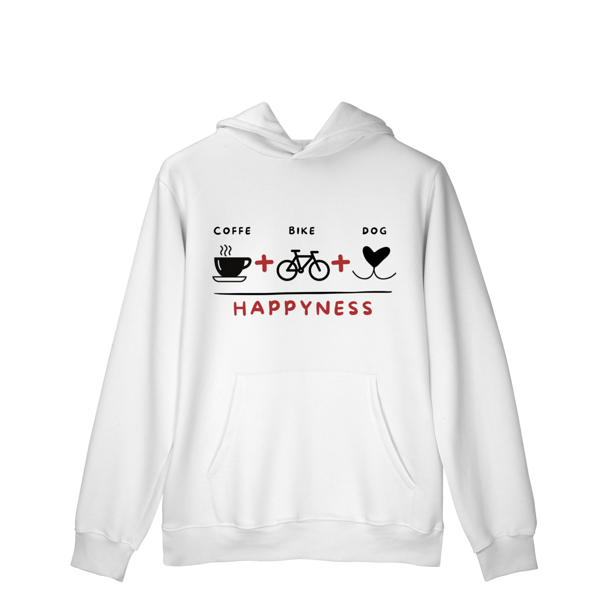 Moletom Prime Canguru - Coffee + Bike + Dog = Happyness