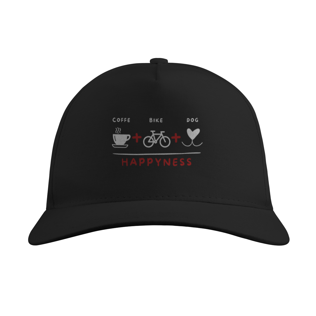 Boné Quality - Coffee + Bike + Dog = Happyness