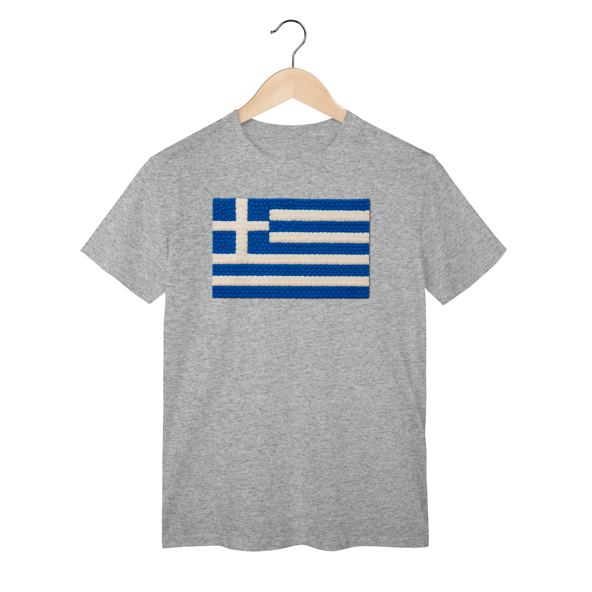 Camiseta com estampa da bandeira da Grécia com textura divertida 