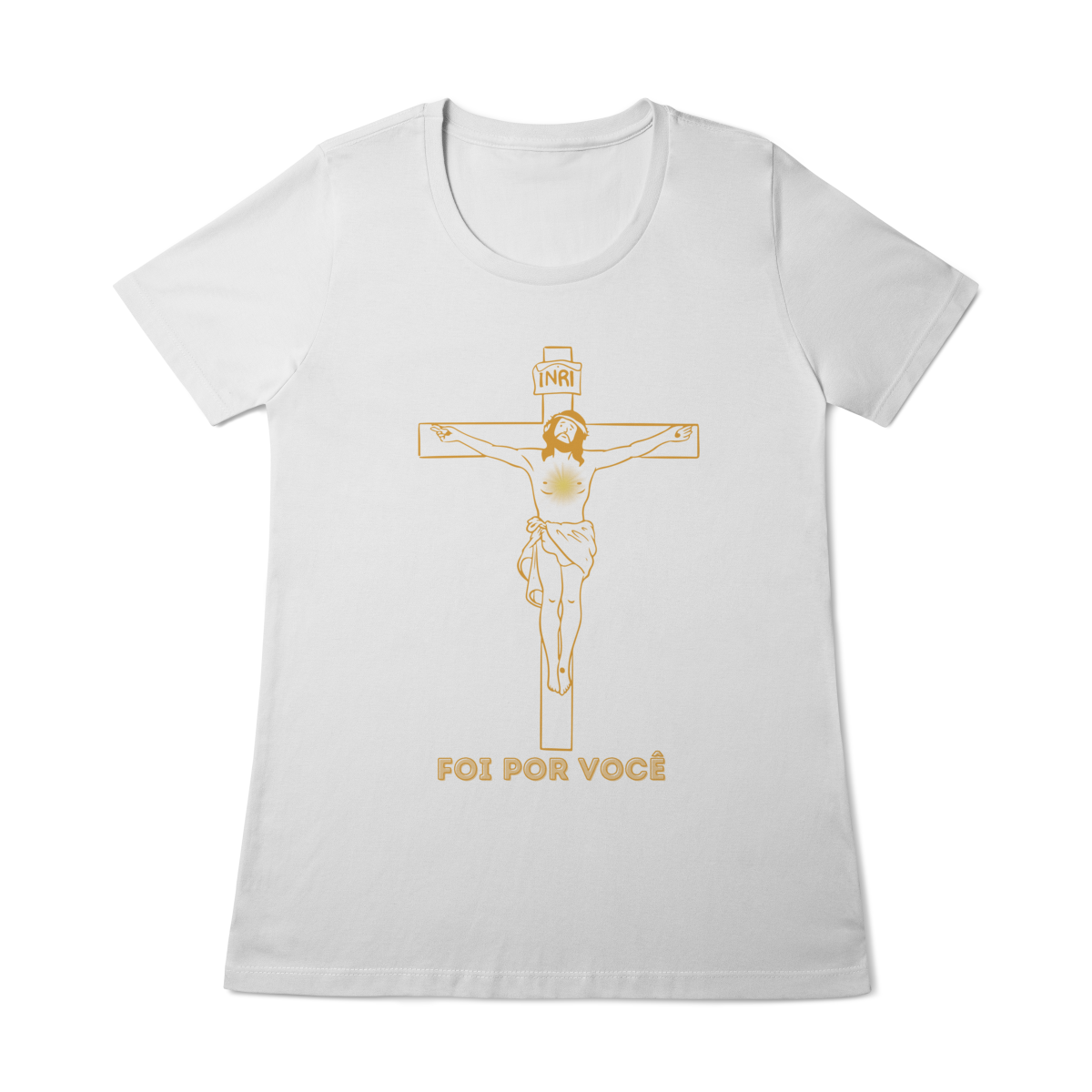  Camiseta Feminina Baby Long Quality - Foi por Você - Cruz