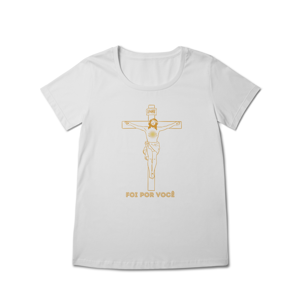  Camiseta Feminina Baby Long Prime - Foi por Você - Cruz