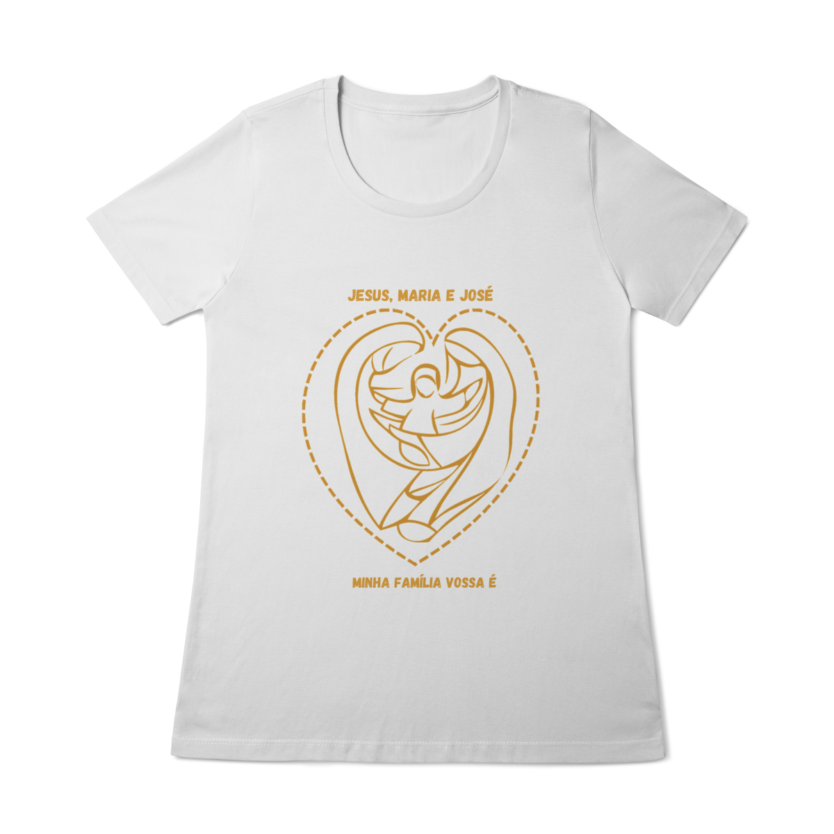  Camiseta Feminina Baby Long Quality - Jesus, Maria e José  - Minha Família