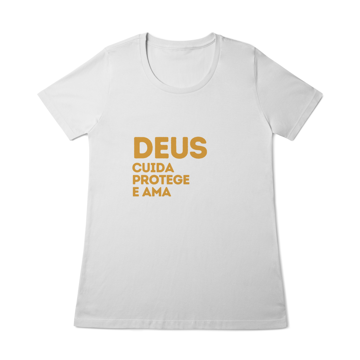  Camiseta Feminina Baby Long Quality - Deus cuida, protege e ama