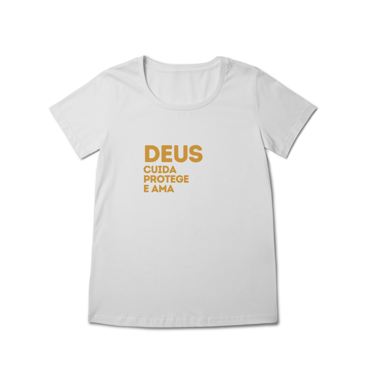  Camiseta Feminina Baby Long Prime - Deus cuida, protege e ama