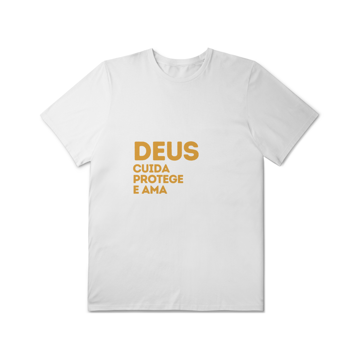  Camiseta Unissex T-Shirt Plus Size - Deus cuida, protege e ama