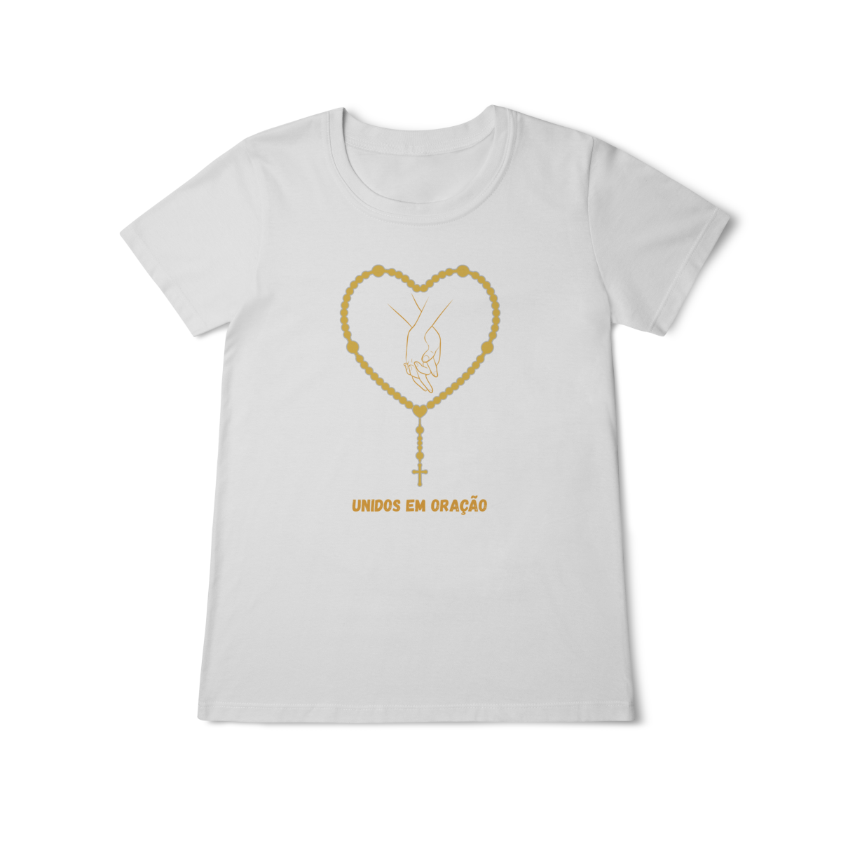 Camiseta Feminina Baby Long Classic - Unidos em oração - Terço