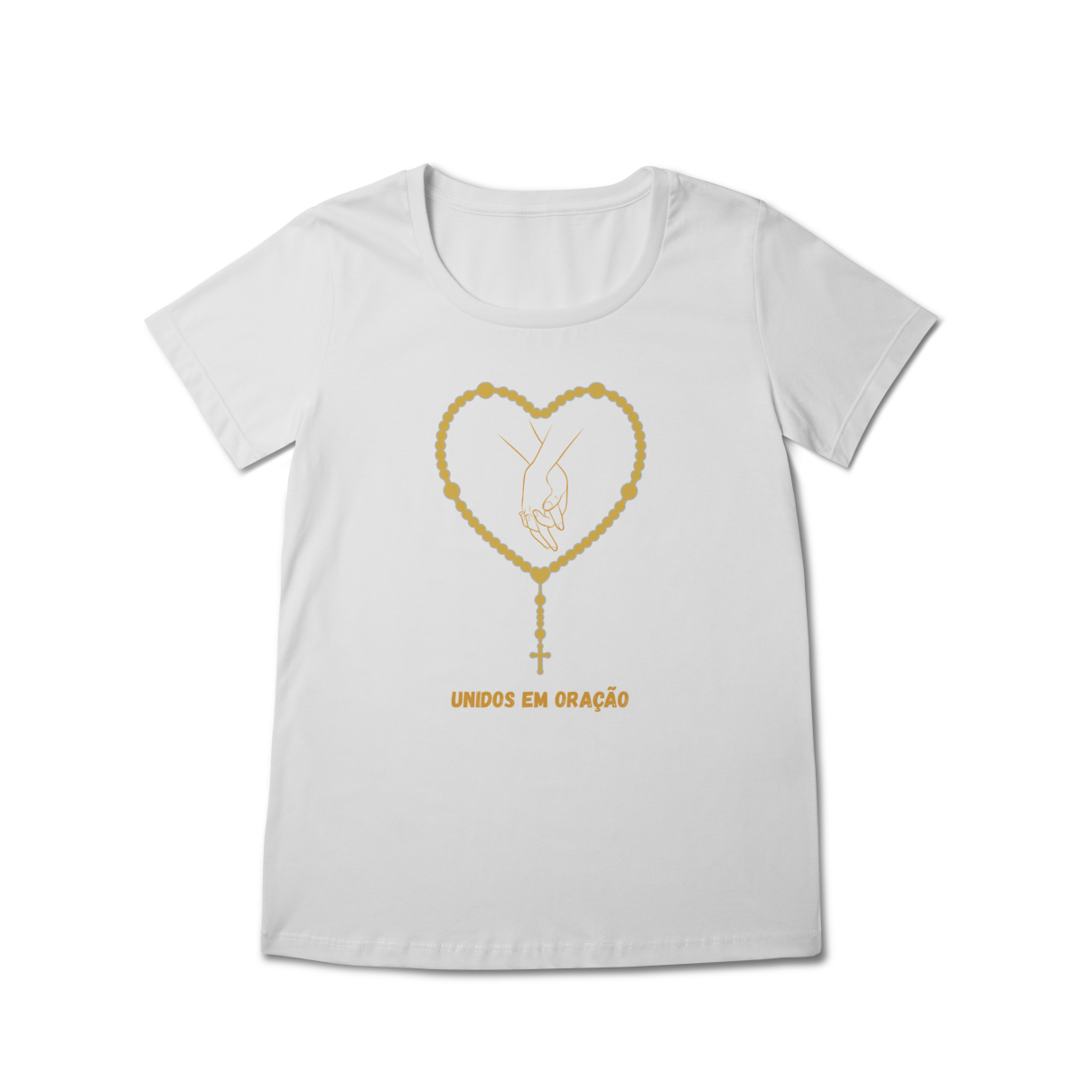 Camiseta Feminina Baby Long Prime - Unidos em oração - Terço