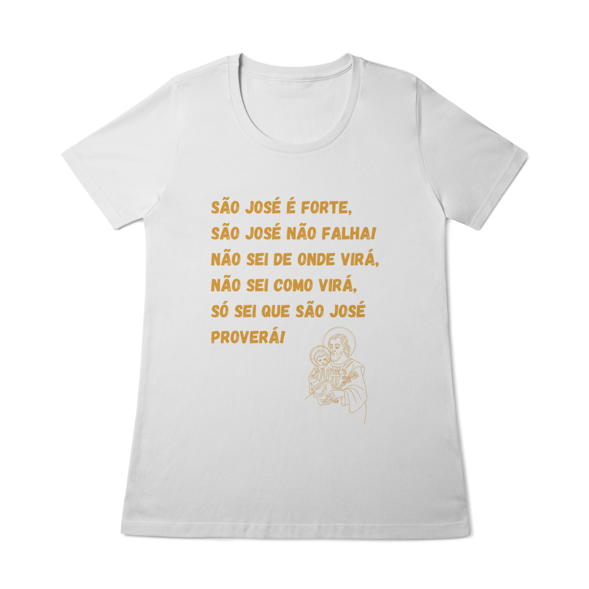  Camiseta Feminina Baby Long Quality - São José é forte - Jaculatória