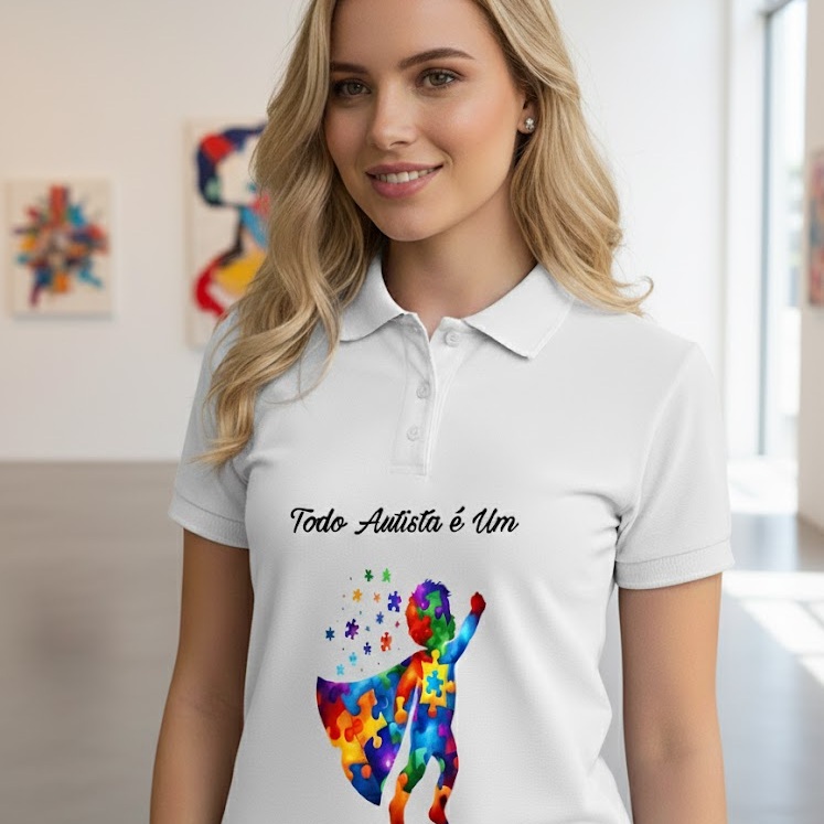 Nome do produto: CAMISETA POLO (HERÓI AUTISTA)
