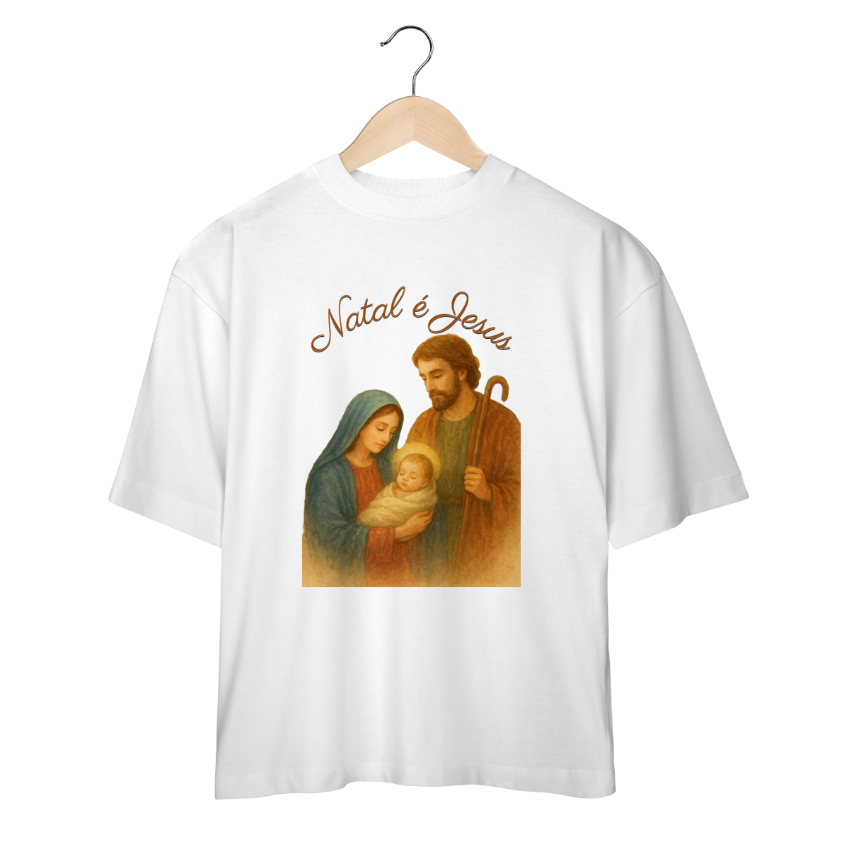 Camiseta Oversized Natal é Jesus – Sagrada Família