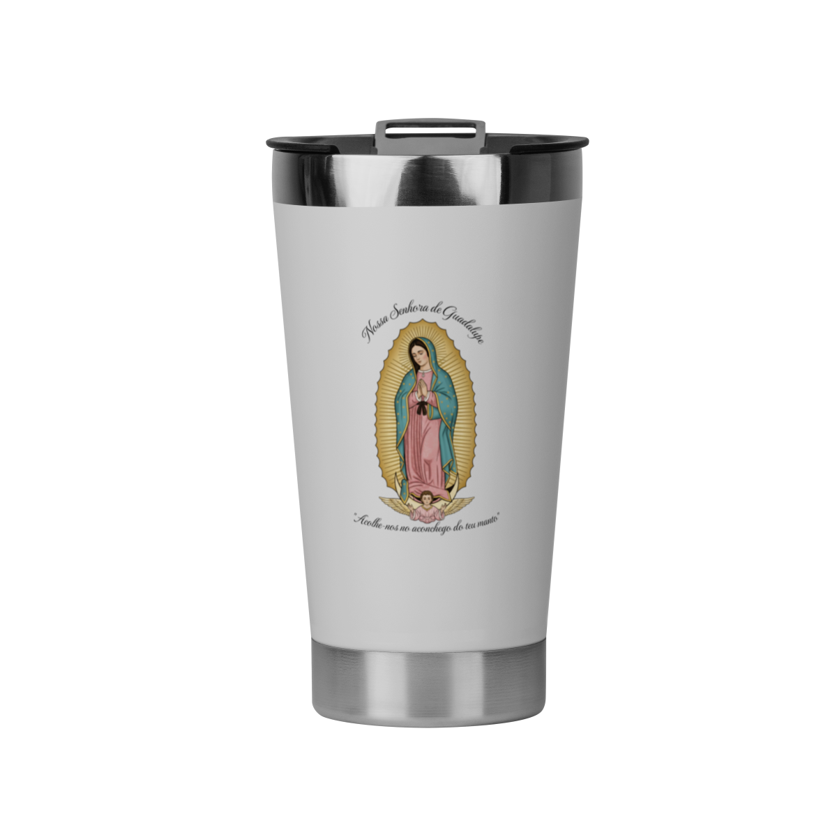 Copo Térmico – Nossa Senhora de Guadalupe | Fé que Acompanha o Seu Dia
