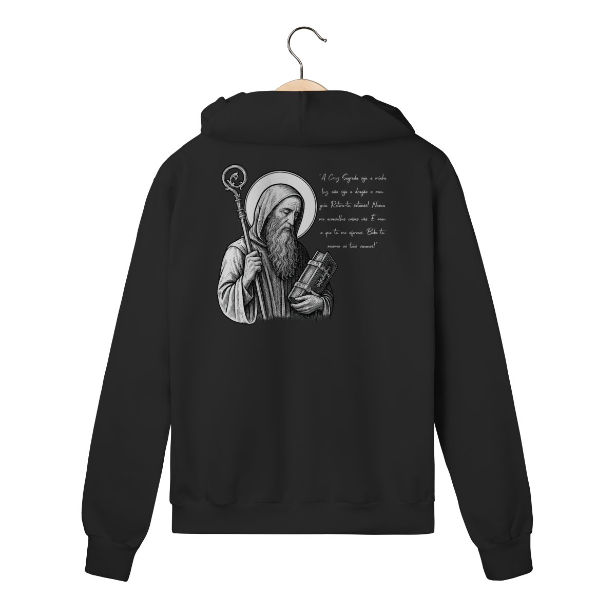 Moletom Prime com Zíper – São Bento | Oração e Proteção